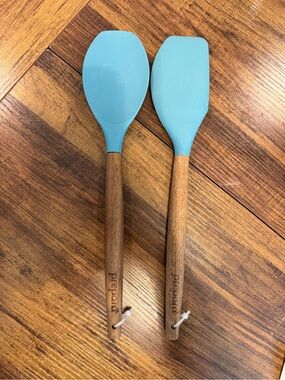 Prepworks Teal Silicone & Wood Cooking Spatula Set - 2 Piece